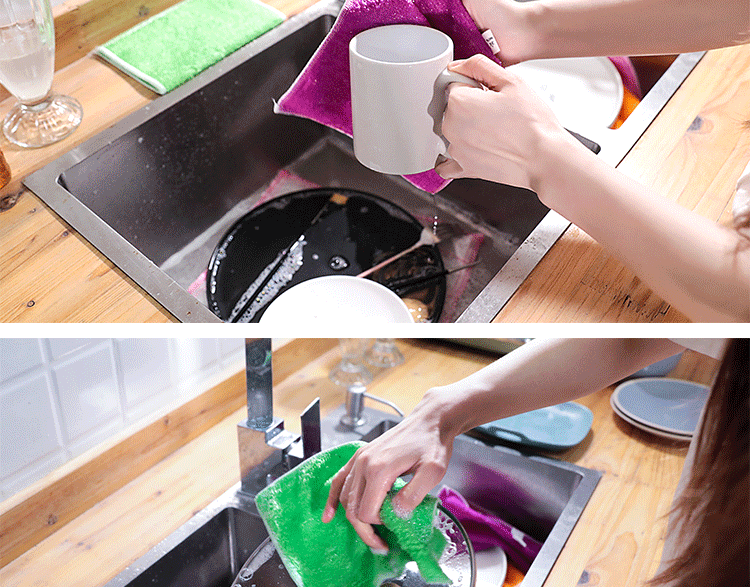 Colorful Double-Layer Bamboo Fiber Dish Cloth