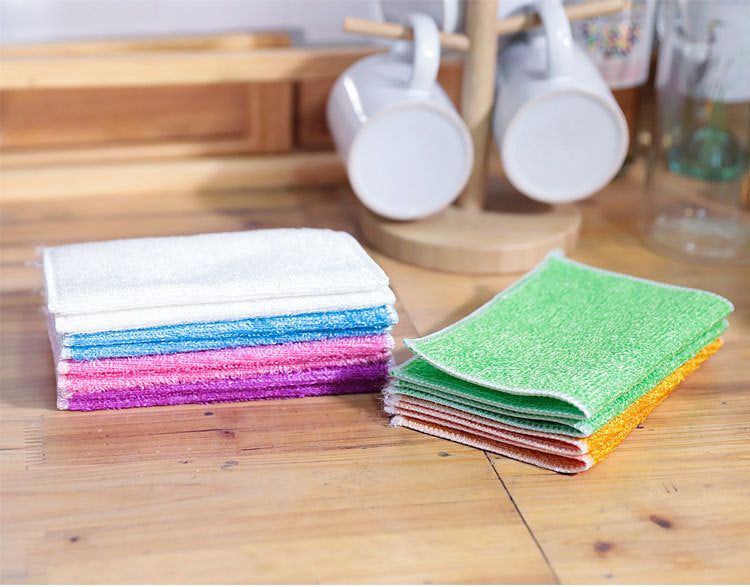 Colorful Double-Layer Bamboo Fiber Dish Cloth