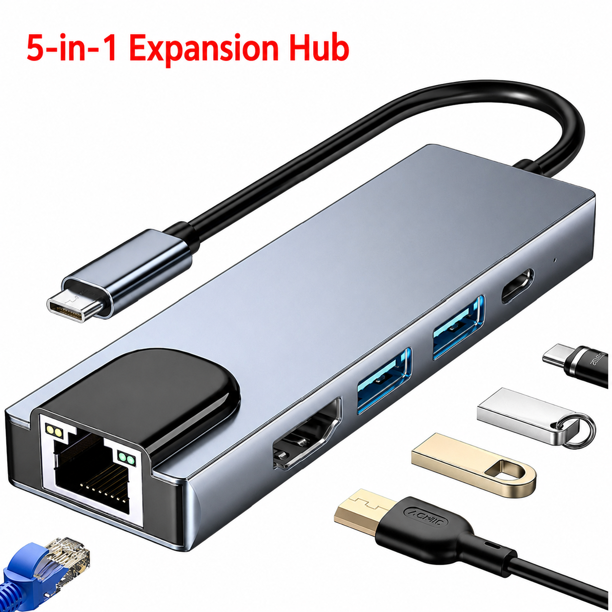5-in-1 USB-C Hub Docking Station
