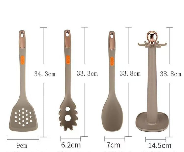 Silicone Kitchen Utensil Set with Storage Rack