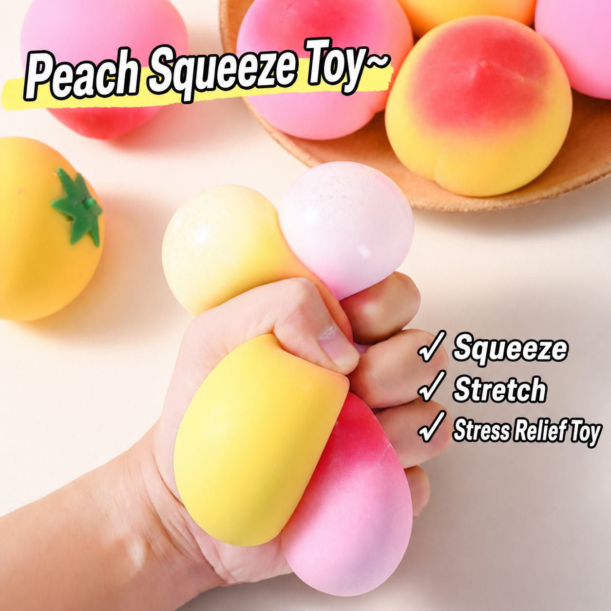 Peach Slow Rebound Squeeze Stress Relief Toy