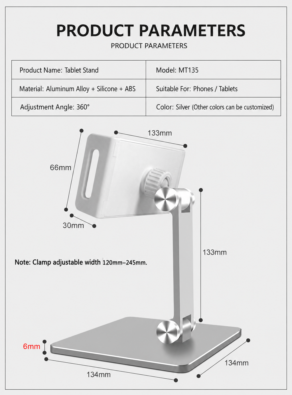 Foldable Aluminum Tablet Stand