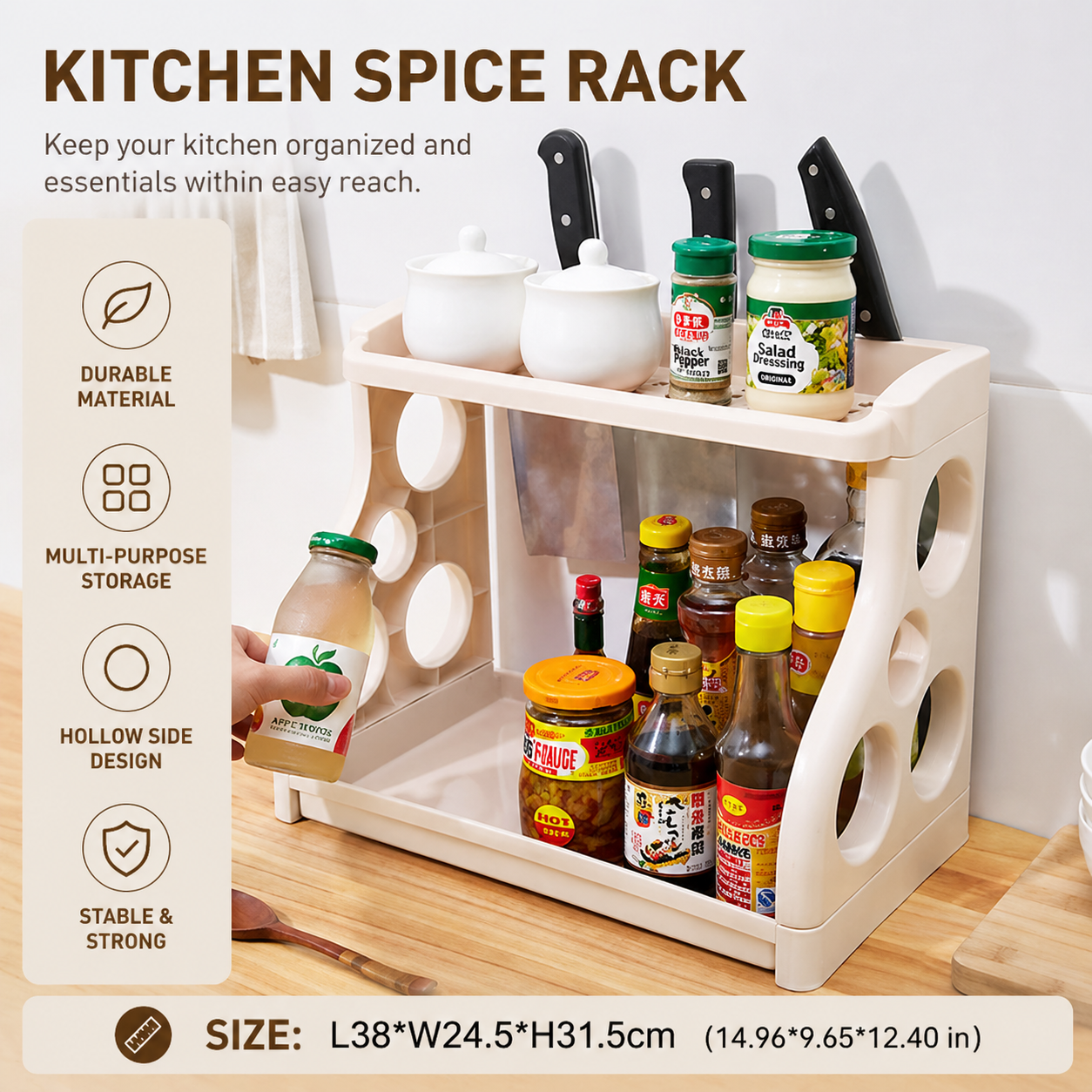 Two-Tier Kitchen Dish and Knife Storage Rack
