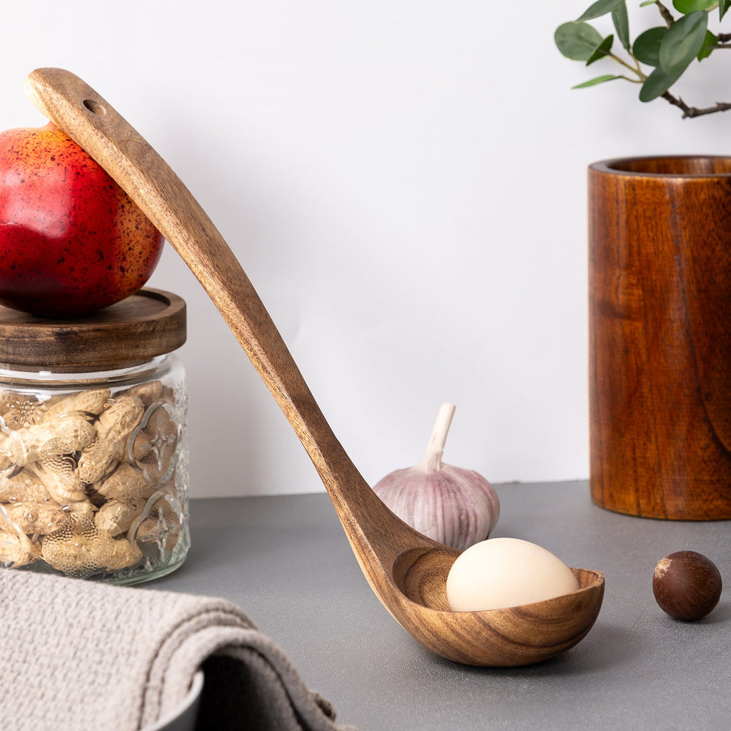 Long Handle Teak Soup Ladle for Soup & Hot Pot