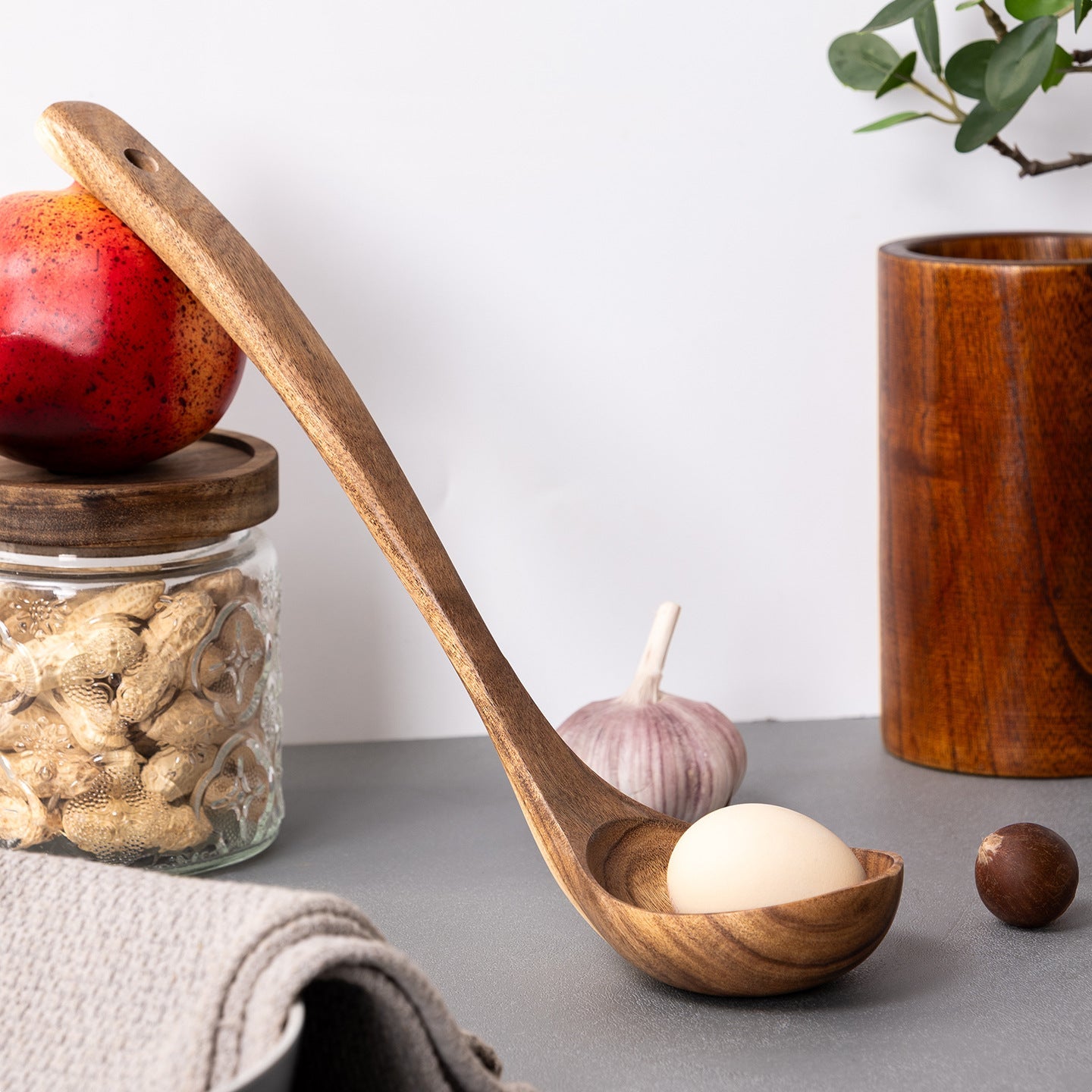 Long Handle Teak Soup Ladle for Soup & Hot Pot