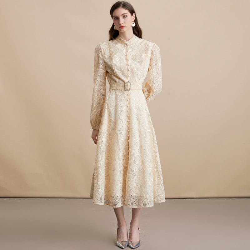 Elegant Lace Embroidered Maxi Dress