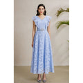Beaded V-Neck Flutter Sleeve Maxi Dress
