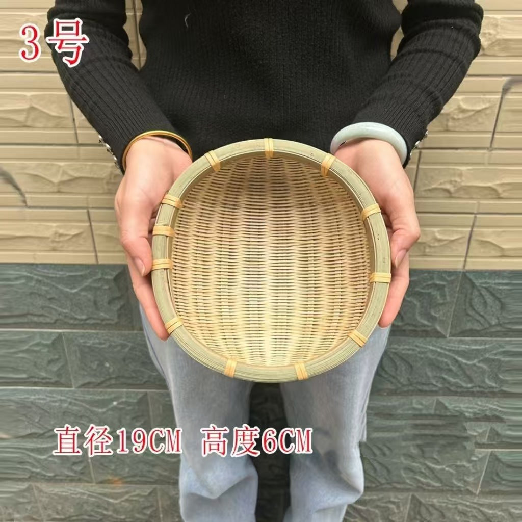 Bamboo Woven Bamboo Products, Round Dustpan, Vegetable Washing And Draining Basket, Storage Basket, Cooked Food, Steamed Bread Basket, Bamboo Rice Washing Basket, Pastoral Style