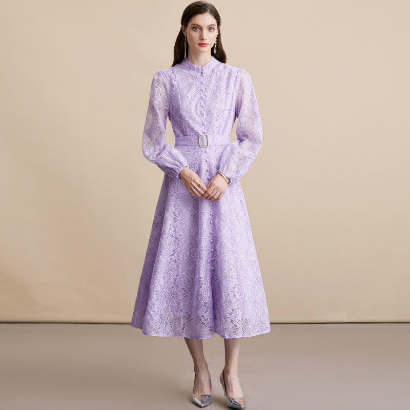 French Embroidered Lace Maxi Dress