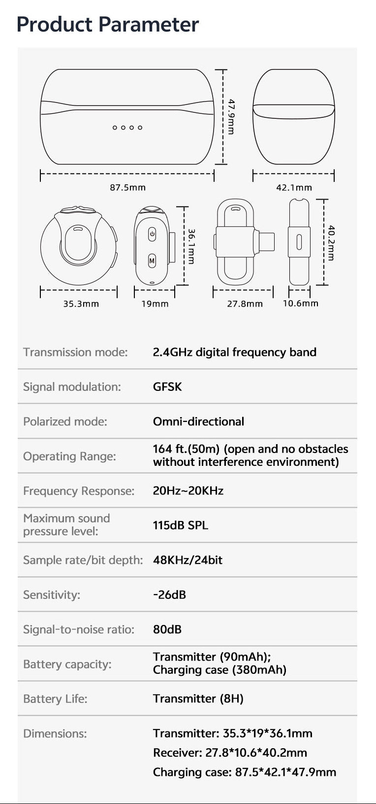 S10 Long Battery Wireless Lavalier Mic
