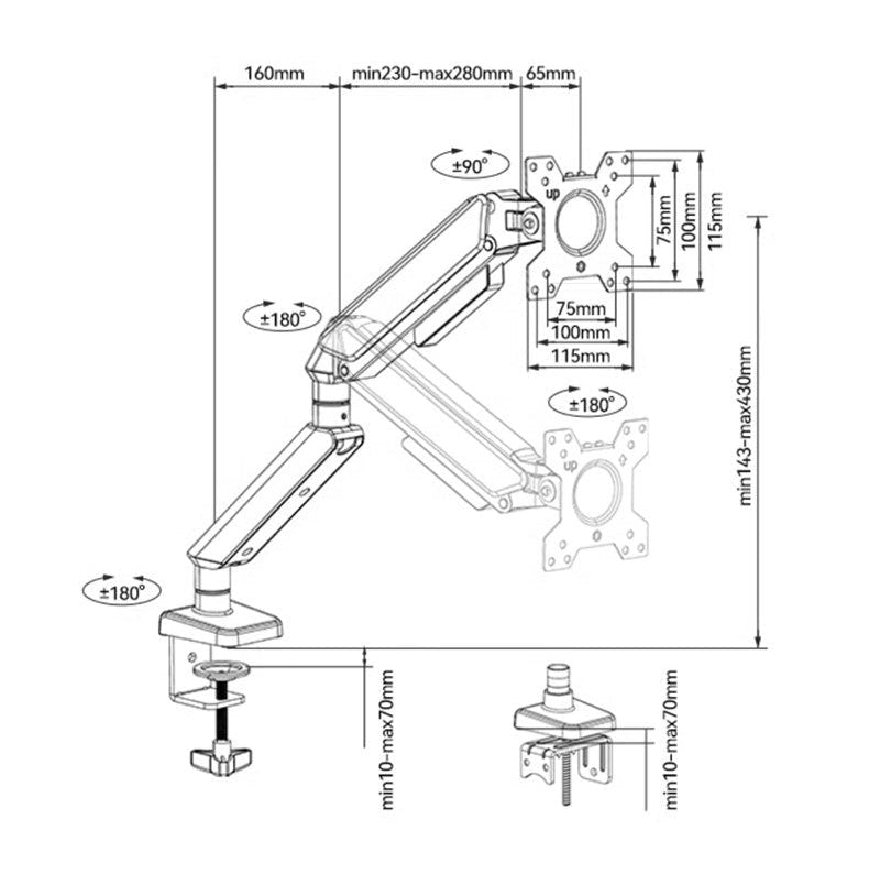 Rotating Monitor Arm Desk Mount