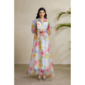 3D Floral Puff Sleeve Maxi Dress