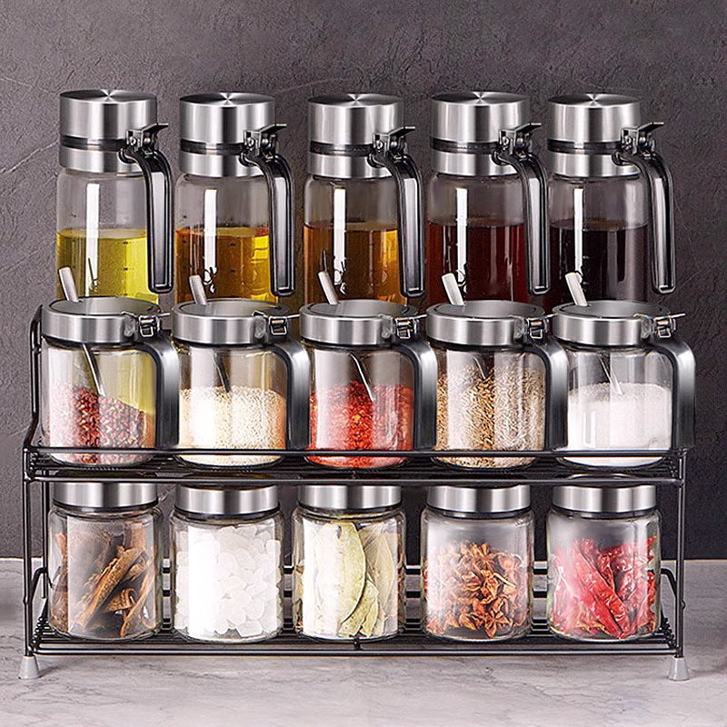 Glass Seasoning Jar and Oil Bottle Set