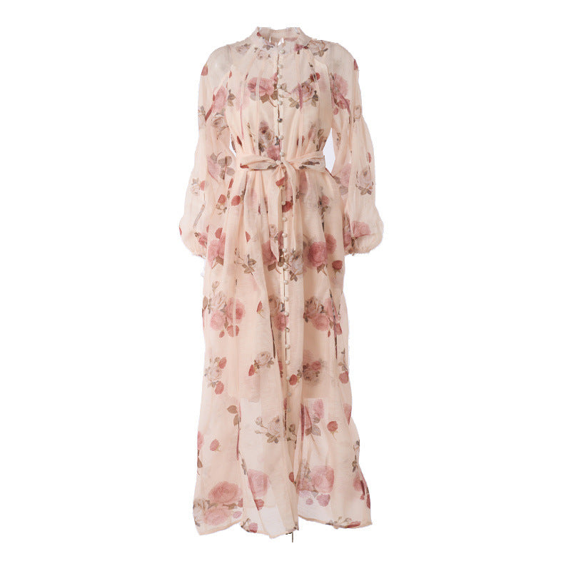 Printed Button Maxi Dress Set