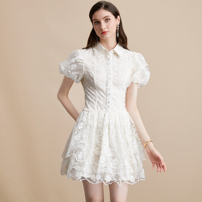 Embroidered Puff Sleeve Princess Dress