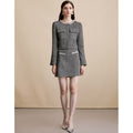 Grey Tweed Jacket Skirt Set