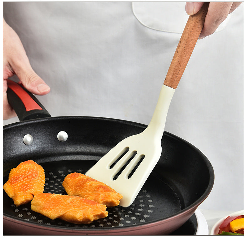 3-Piece Silicone Cooking Utensil Set with Beech Wood Handles