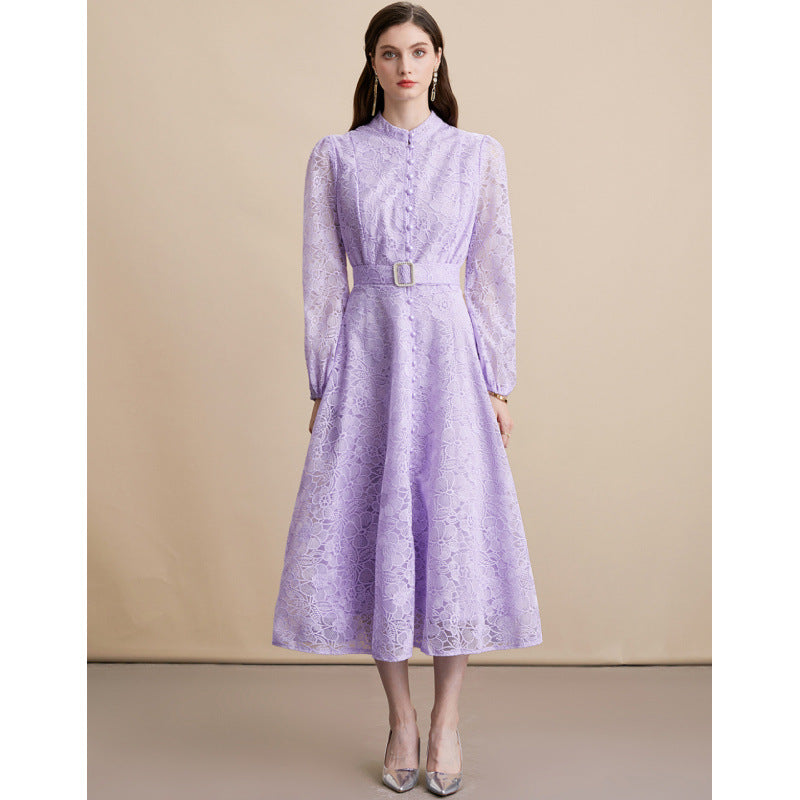 French Embroidered Lace Maxi Dress