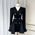 Double Breasted Pleated Mini Dress
