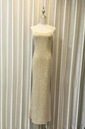 Silk Rhinestone Backless Evening Dress