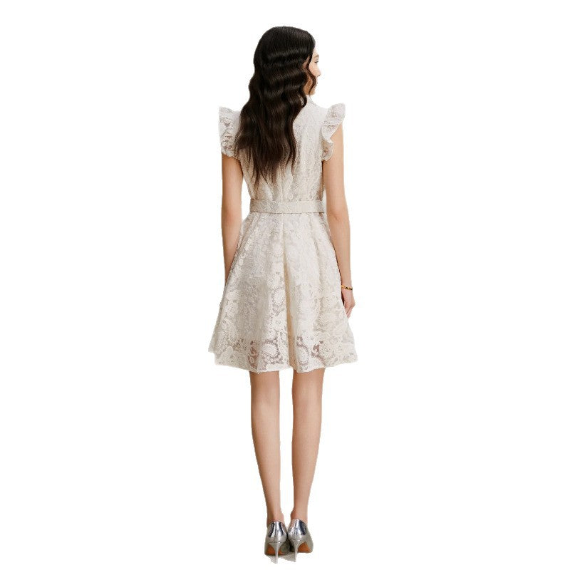 Embroidered Sleeveless Swing Dress