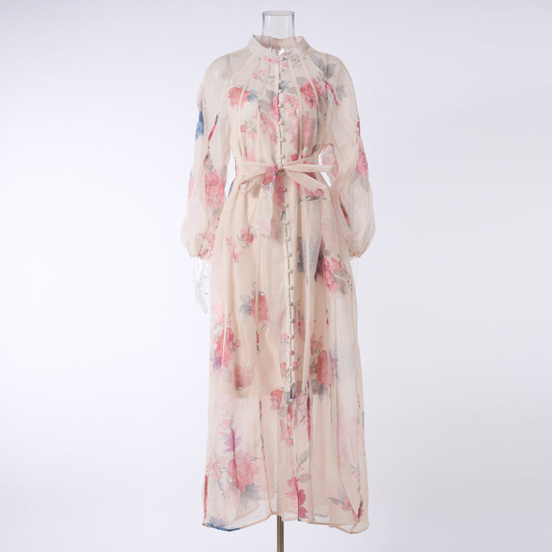 Printed Button Maxi Dress Set
