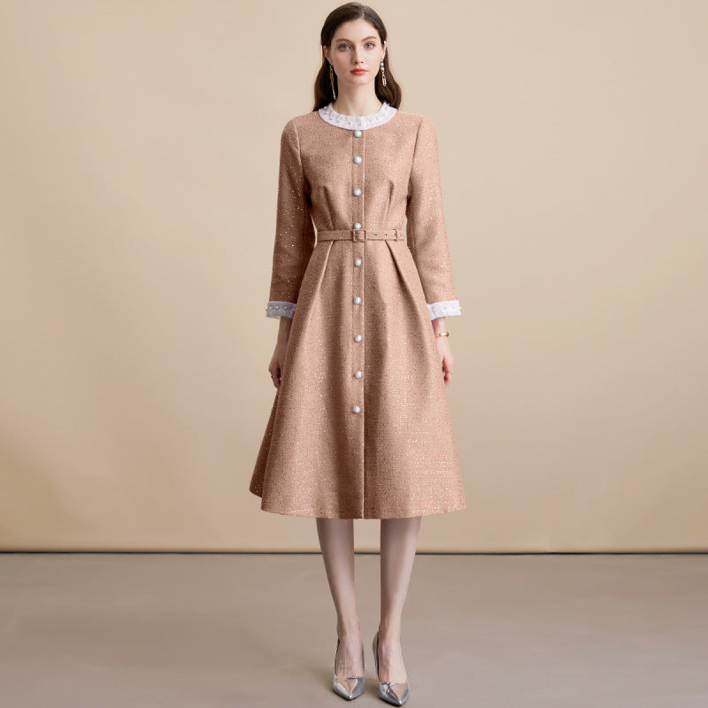 Vintage Button Belted Dress