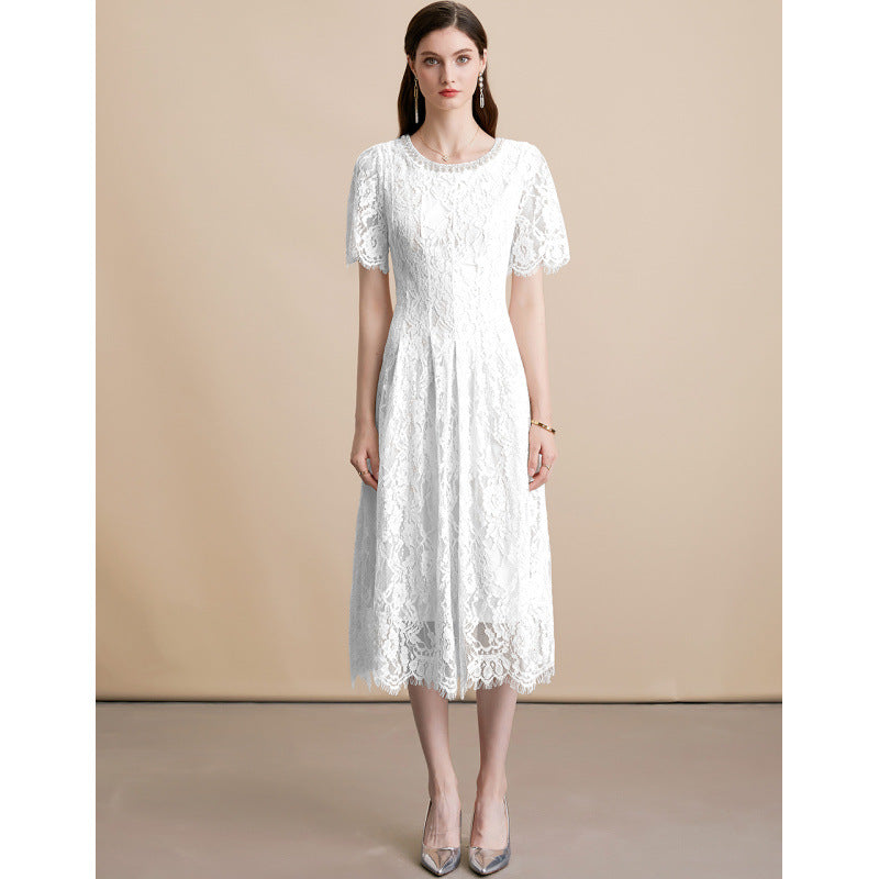 Pearl Rhinestone Lace Dress