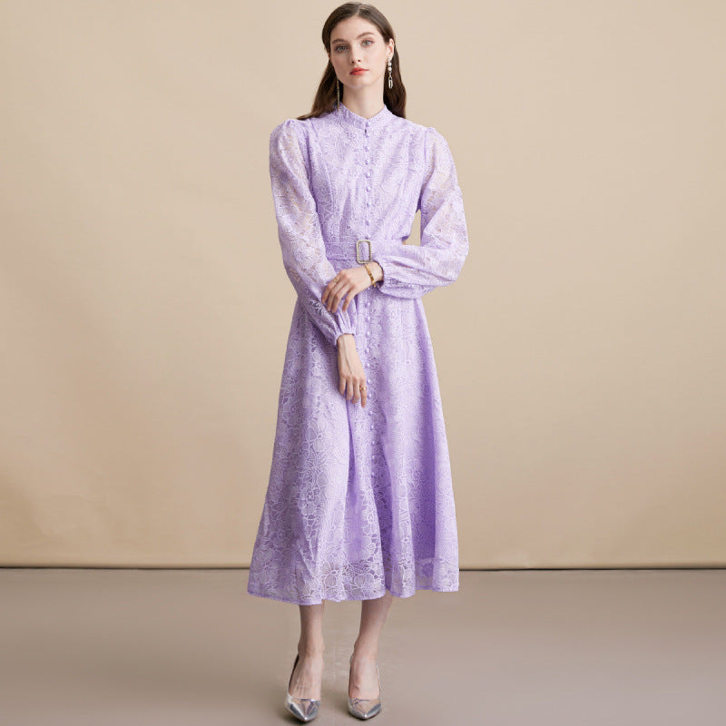 French Embroidered Lace Maxi Dress