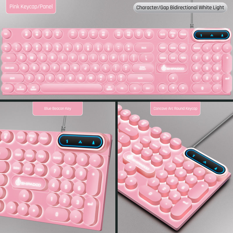 D500 Punk Backlit Keyboard Mouse Set