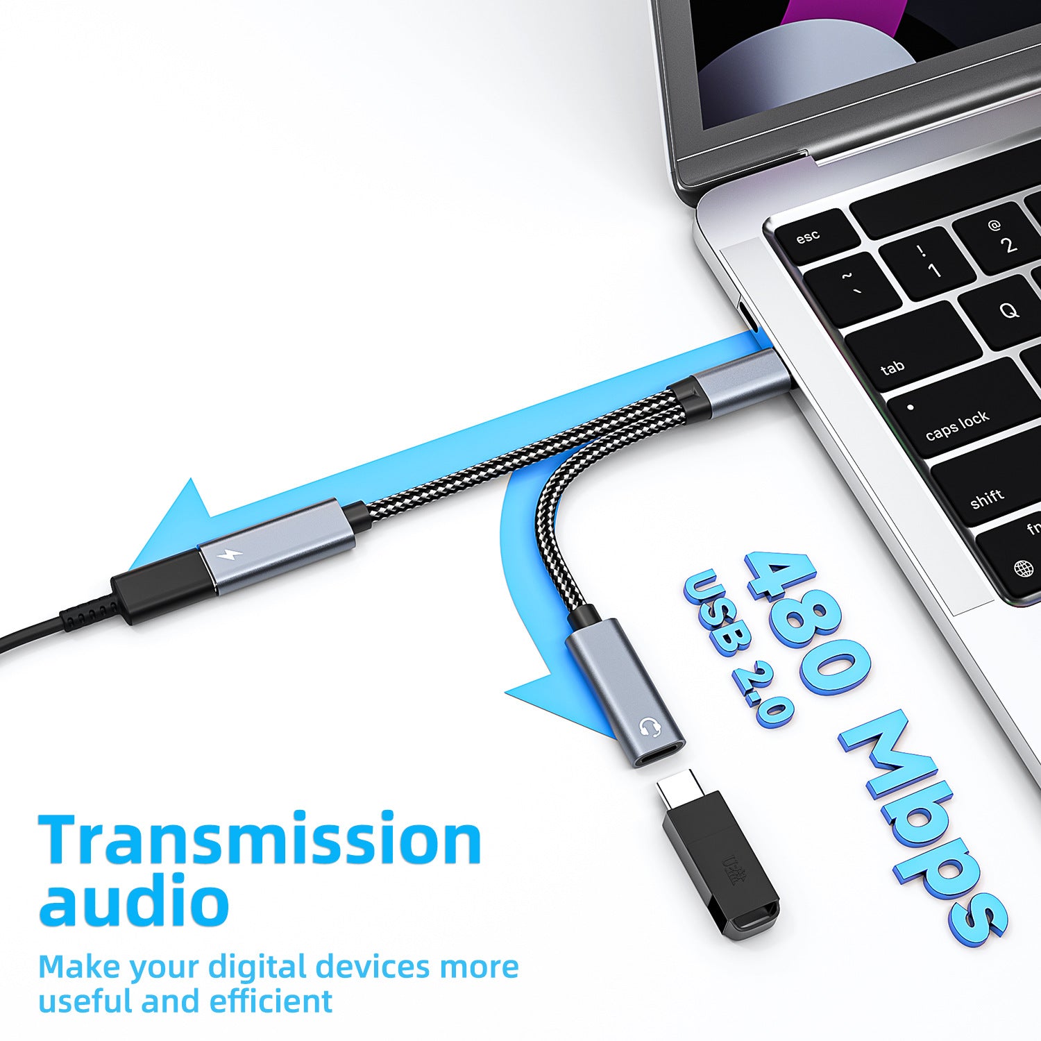 2-in-1 Type-C to 3.5mm Headphone Adapter