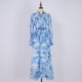 Embroidered Button Waist Maxi Dress