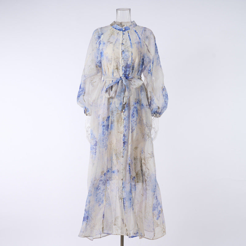 Printed Button Maxi Dress Set