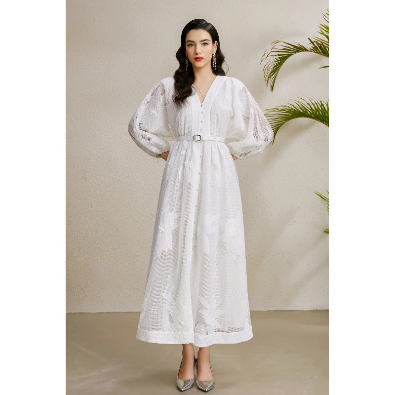 3D Floral Lace Vacation Maxi Dress