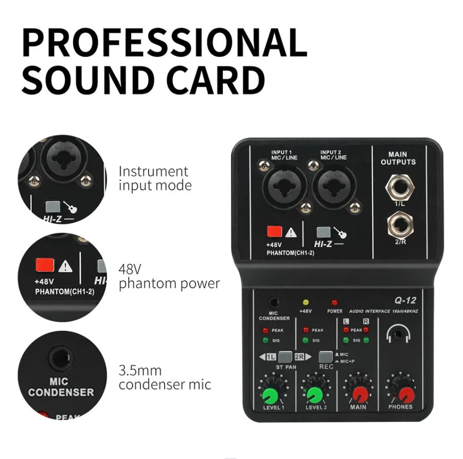 Bluetooth USB Audio Mixer with 48V