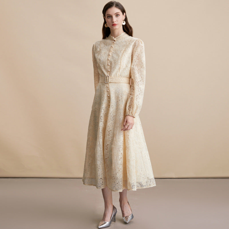 Elegant Lace Embroidered Maxi Dress