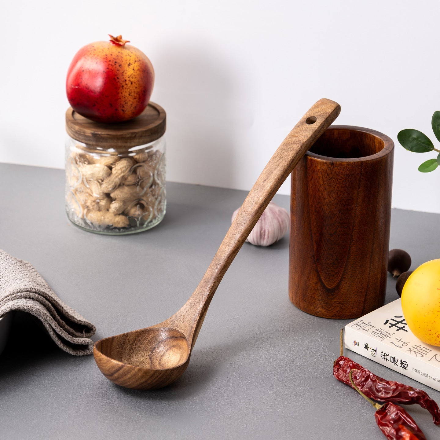 Long Handle Teak Soup Ladle for Soup & Hot Pot