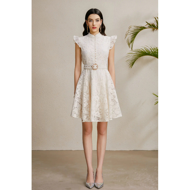 Embroidered Sleeveless Swing Dress