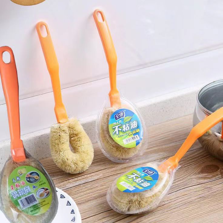 Natural Fiber Wooden Pot Brush for Dishes & Cookware