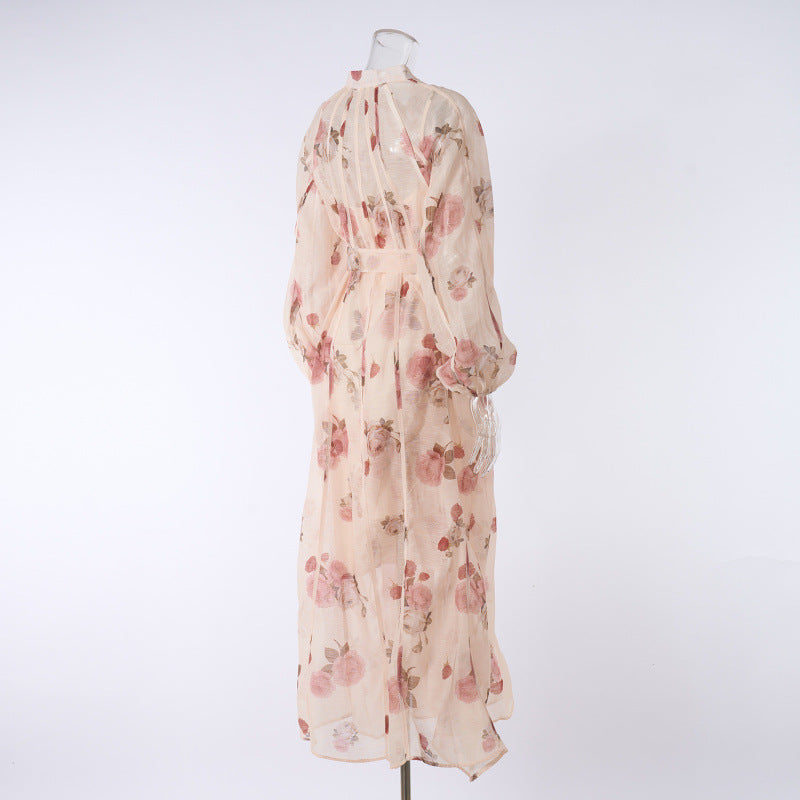 Printed Button Maxi Dress Set