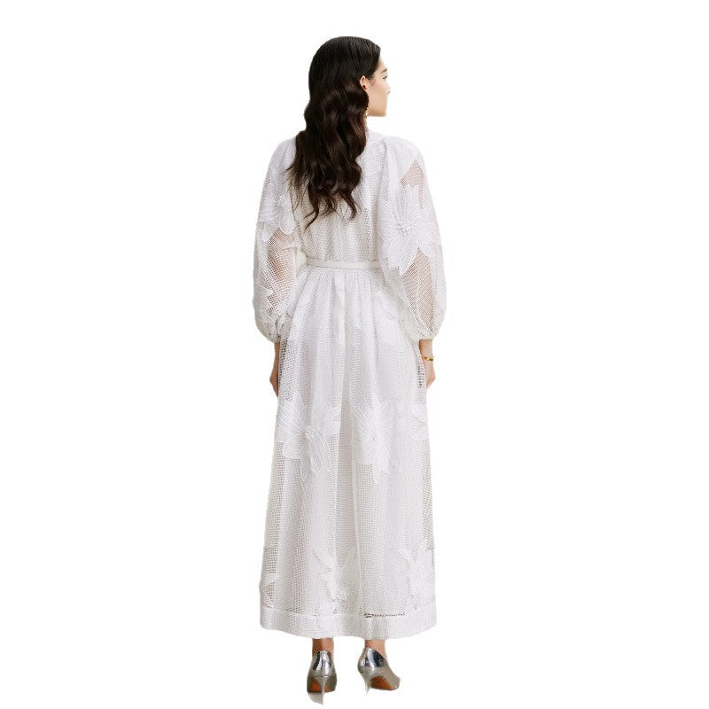 3D Floral Lace Vacation Maxi Dress