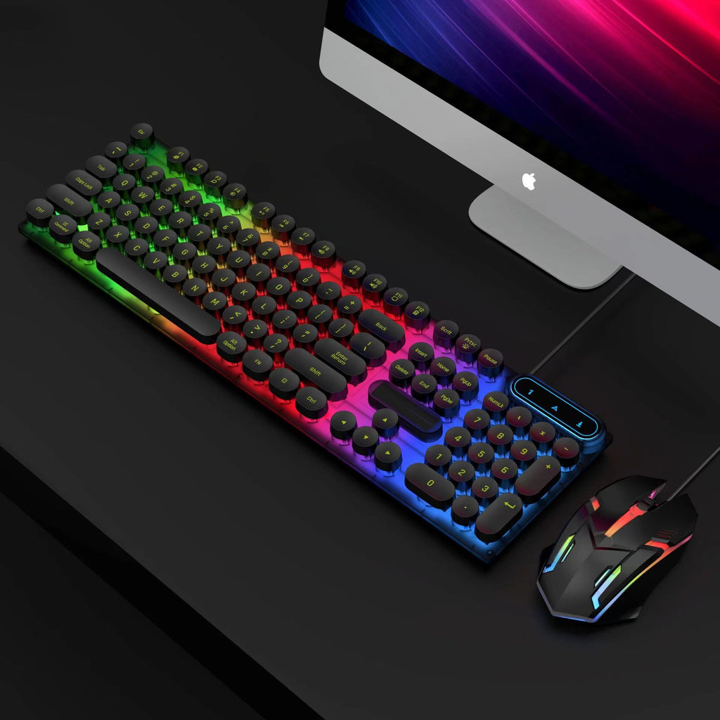 D500 Punk Backlit Keyboard Mouse Set