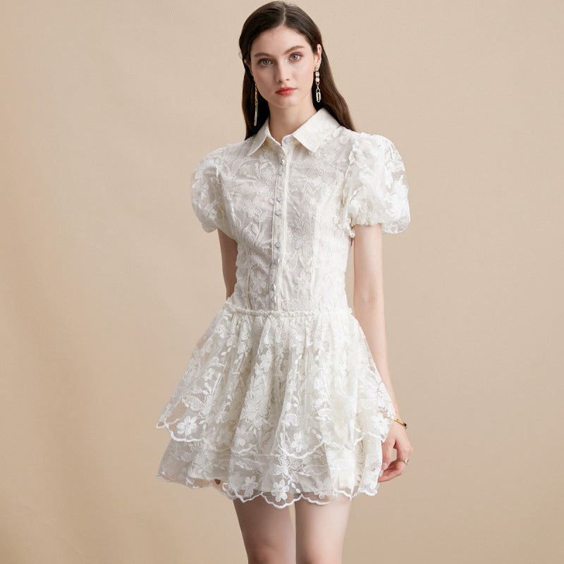 Embroidered Puff Sleeve Princess Dress