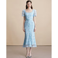 Square Neck Lace Mermaid Dress