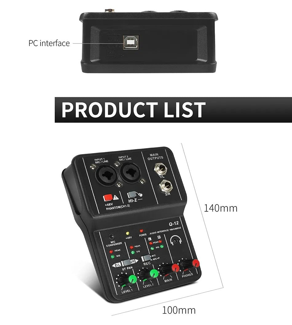 Bluetooth USB Audio Mixer with 48V