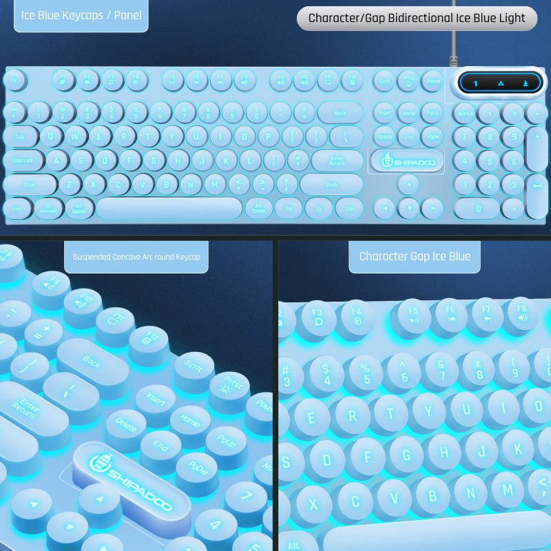D500 Punk Backlit Keyboard Mouse Set