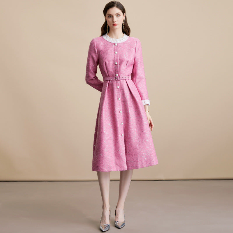 Vintage Belted Button Dress