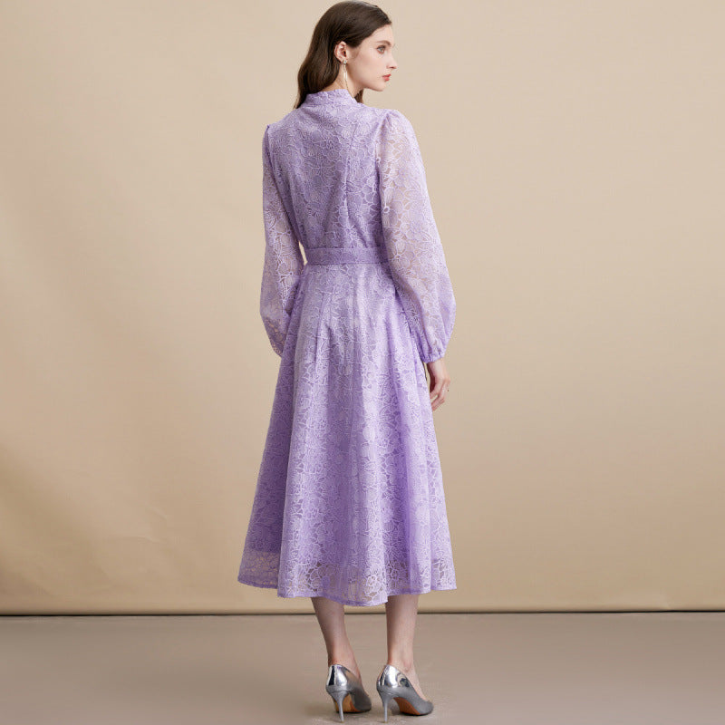 French Embroidered Lace Maxi Dress