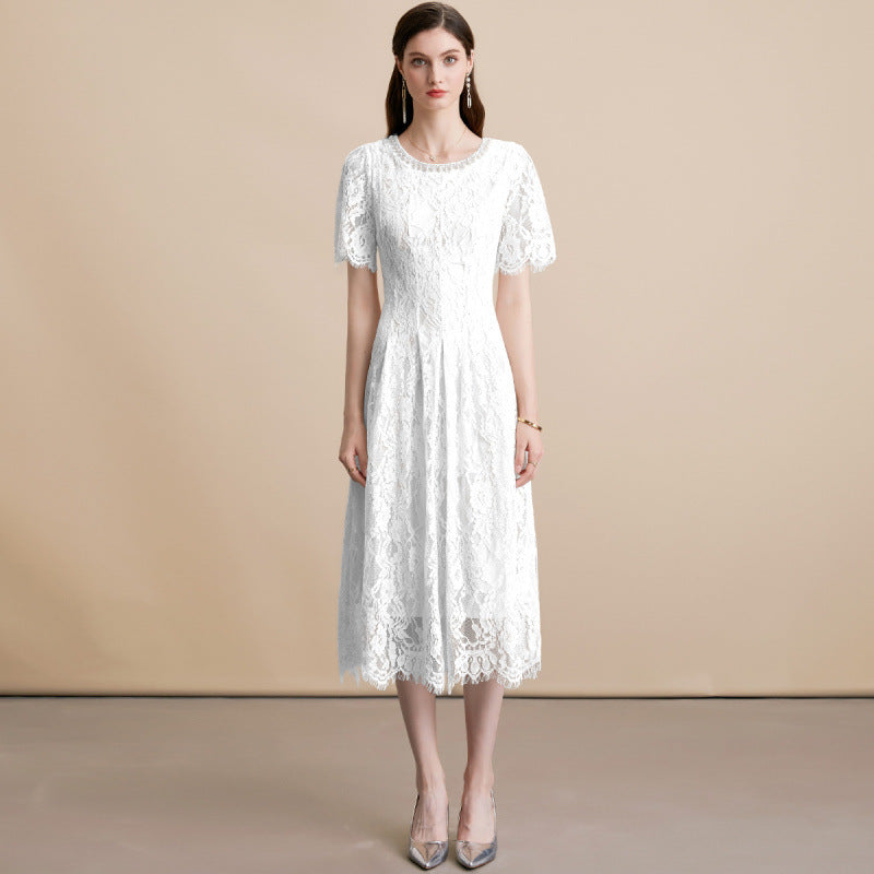 Pearl Rhinestone Lace Dress