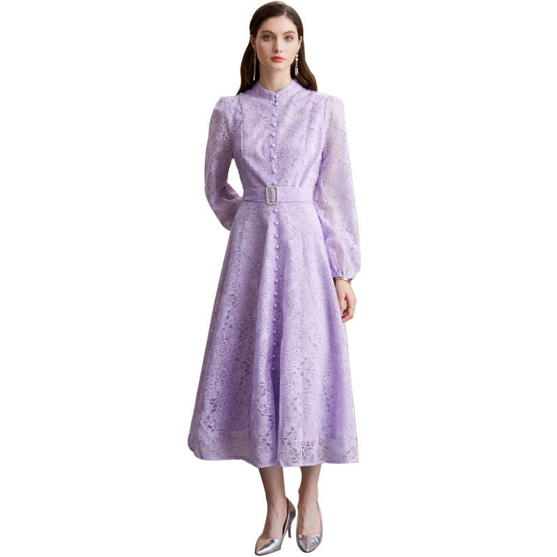 French Embroidered Lace Maxi Dress
